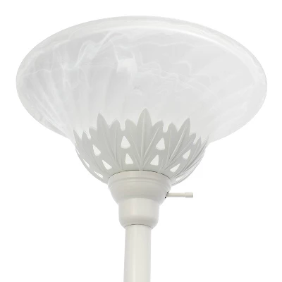 Torchiere Floor Lamp With 2 Reading Lights And Scalloped Glass Shades White - Lalia Home - Image 4