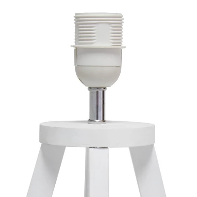 White Wood Interlocked Triangular Table Lamp With Fabric Shade White - Simple Designs - Image 4