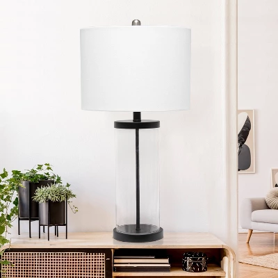Entrapped Glass Table Lamp With Fabric Shade Black - Lalia Home - Image 3