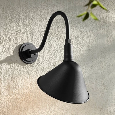 Franklin Iron Works Neihart Rustic Farmhouse Outdoor Barn Light Fixture Black Curving Gooseneck 18" For Post Exterior Barn Deck House Porch Yard Patio - Image 6