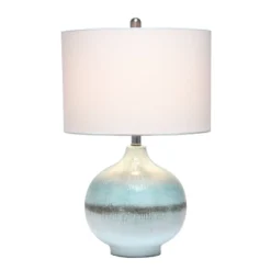 Bayside Horizon Table Lamp With Fabric Shade White/Light Blue - Lalia Home