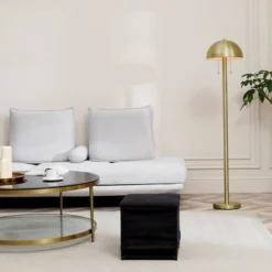 60" Novogratz X Globe Haydel 2-Light Matte Brass Floor Lamp - Globe Electric