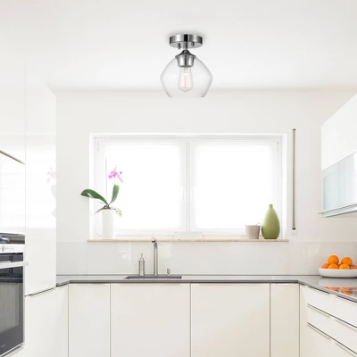 1 Light Harrow Semi Flush Mount Ceiling With Clear Glass Shade Chrome - Globe Electric - Image 2