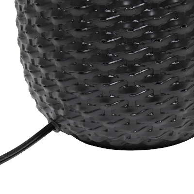 20.4" Traditional Ceramic Purled Texture Bedside Table Desk Lamp With White Fabric Drum Shade Black - Simple Designs - Image 6