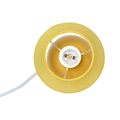 8.66" Petite Ceramic Orb Base Bedside Table Desk Lamp With Matching Tapered Drum Fabric Shade Yellow - Creekwood Home - Image 2