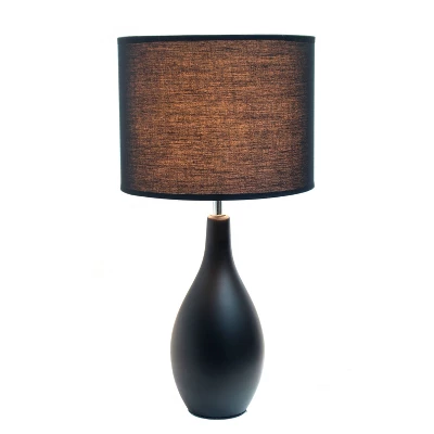 18.11" Traditional Standard Ceramic Dewdrop Table Desk Lamp With Matching Fabric Shade Black - Creekwood Home - Image 5