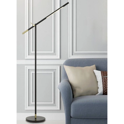 68" Adjustable Metal Virton Arm Floor Lamp (Includes LED Light Bulb) Black/Antique Brass - Cal Lighting