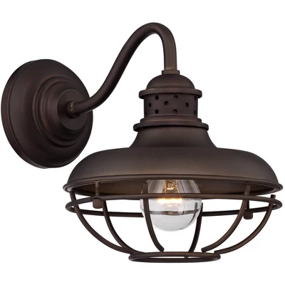 Franklin Iron Works Park Rustic Farmhouse Outdoor Wall Light Fixture Oil Rubbed Bronze Caged 9" For Post Exterior Barn Deck House Porch Yard Patio - Image 5