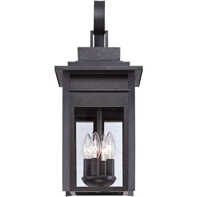 Franklin Iron Works Bransford Mission Outdoor Wall Light Fixture Black Specked Gray 21" Clear Glass For Post Exterior Barn Deck House Porch Yard Patio - Image 2
