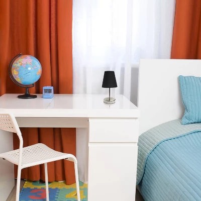 10.5" Petite Metal Stick Bedside Table Desk Lamp In Sand Nickel With Fabric Shade Black - Creekwood Home - Image 5