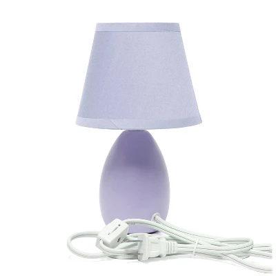 9.45" 2pk Petite Ceramic Oblong Bedside Table Desk Lamps With Matching Tapered Drum Shade Purple - Creekwood Home - Image 4