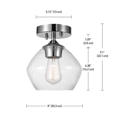 1 Light Harrow Semi Flush Mount Ceiling With Clear Glass Shade Chrome - Globe Electric - Image 5