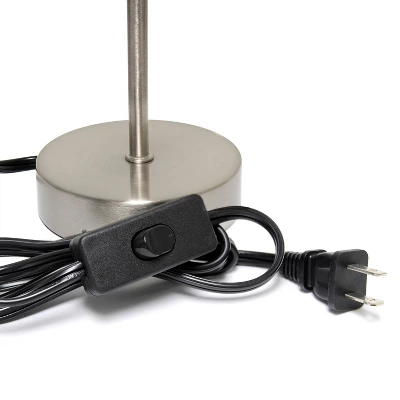 10.5" Petite Metal Stick Bedside Table Desk Lamp In Sand Nickel With Fabric Shade White - Creekwood Home - Image 3