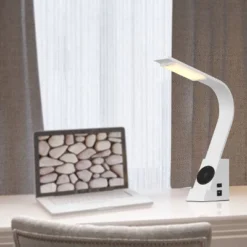 Metal Desk Lamp With Wireless Charging Pad And USB Port White (Includes LED Light Bulb) - Cal Lighting